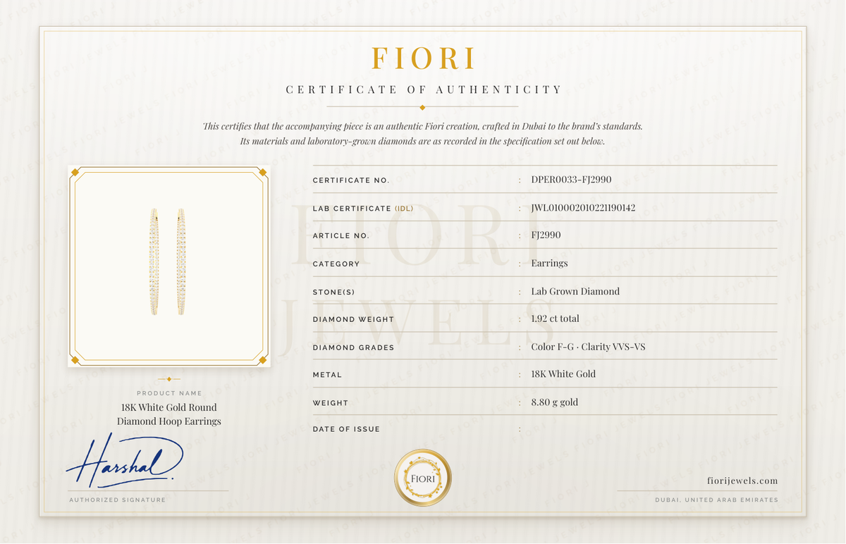 Certificado de autenticidad Fiori