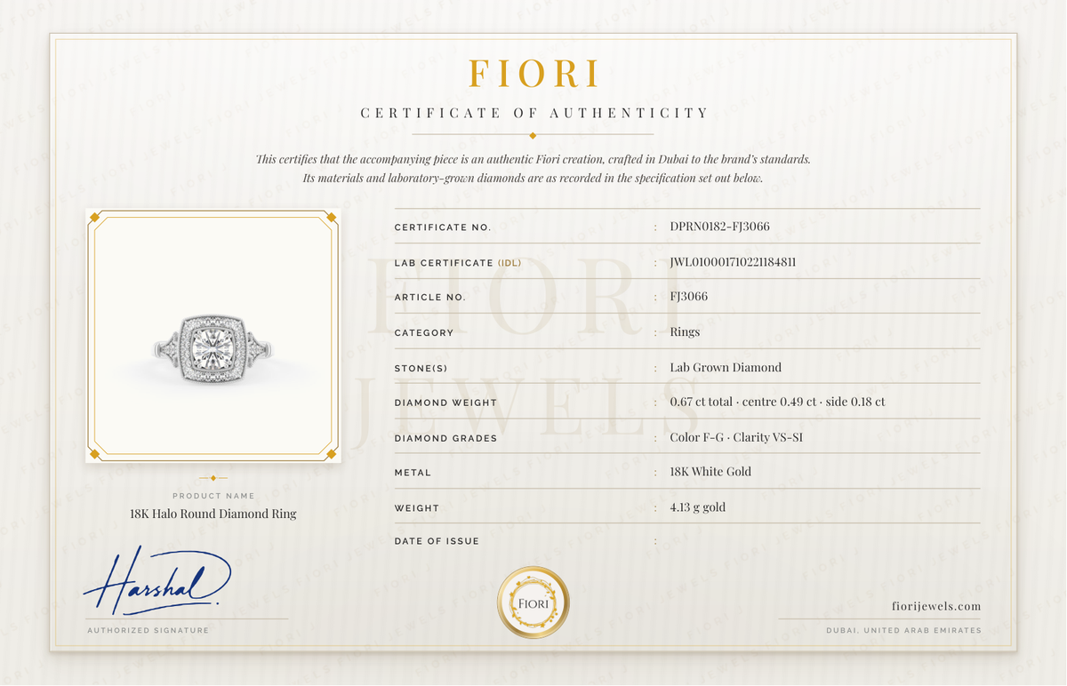 شهادة أصالة من Fiori