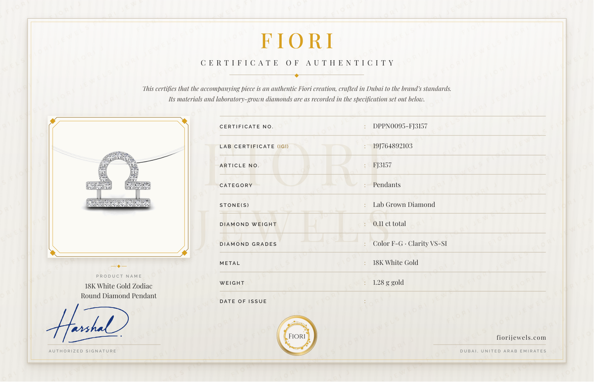 Certificado de autenticidad Fiori
