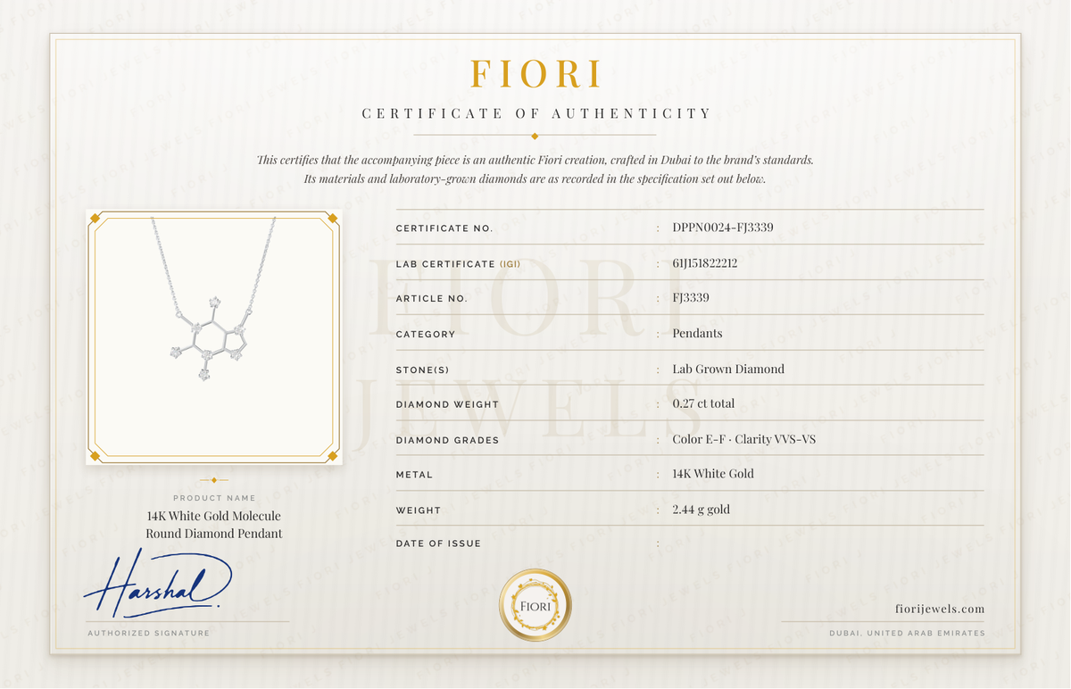Certificat d'authenticité Fiori