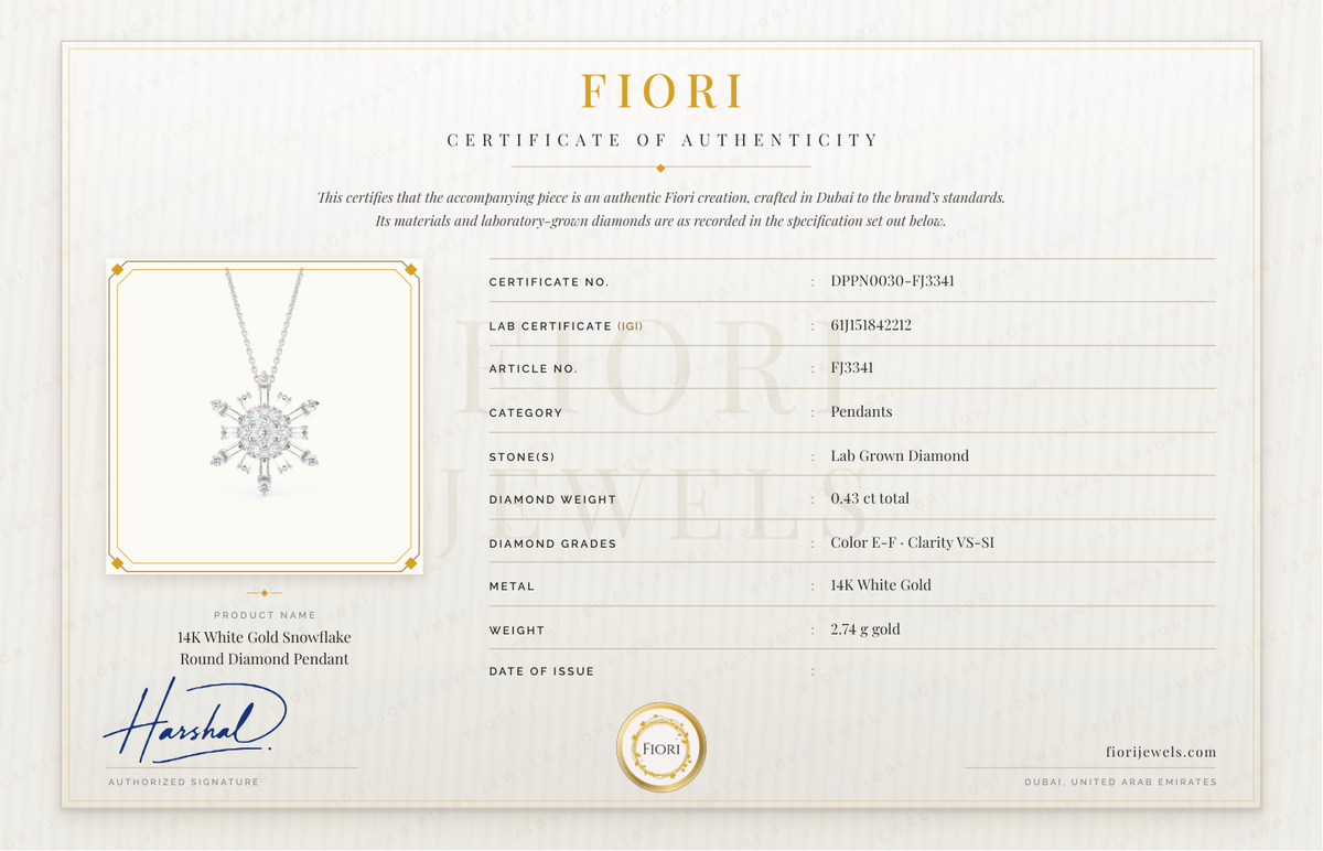 Certificat d'authenticité Fiori