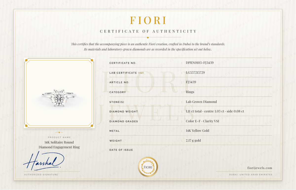 Fiori Certificate of Authenticity