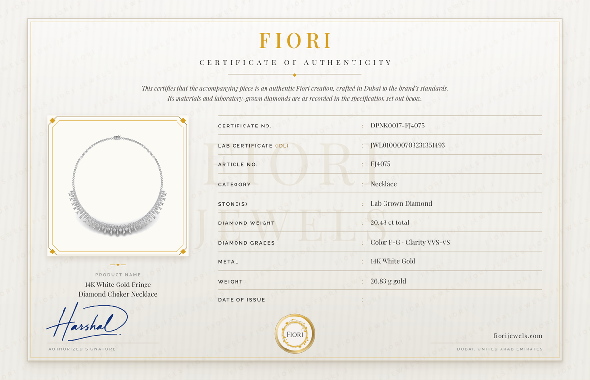 شهادة أصالة من Fiori