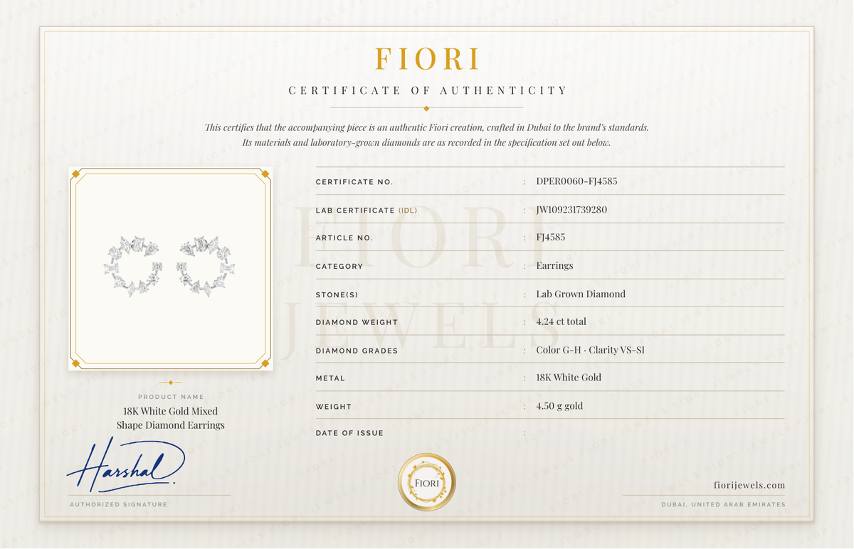 Fiori Certificate of Authenticity