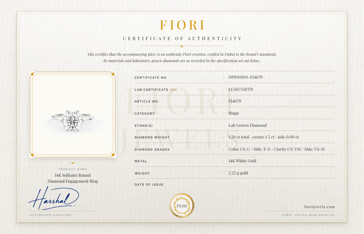 Certificado de autenticidade Fiori
