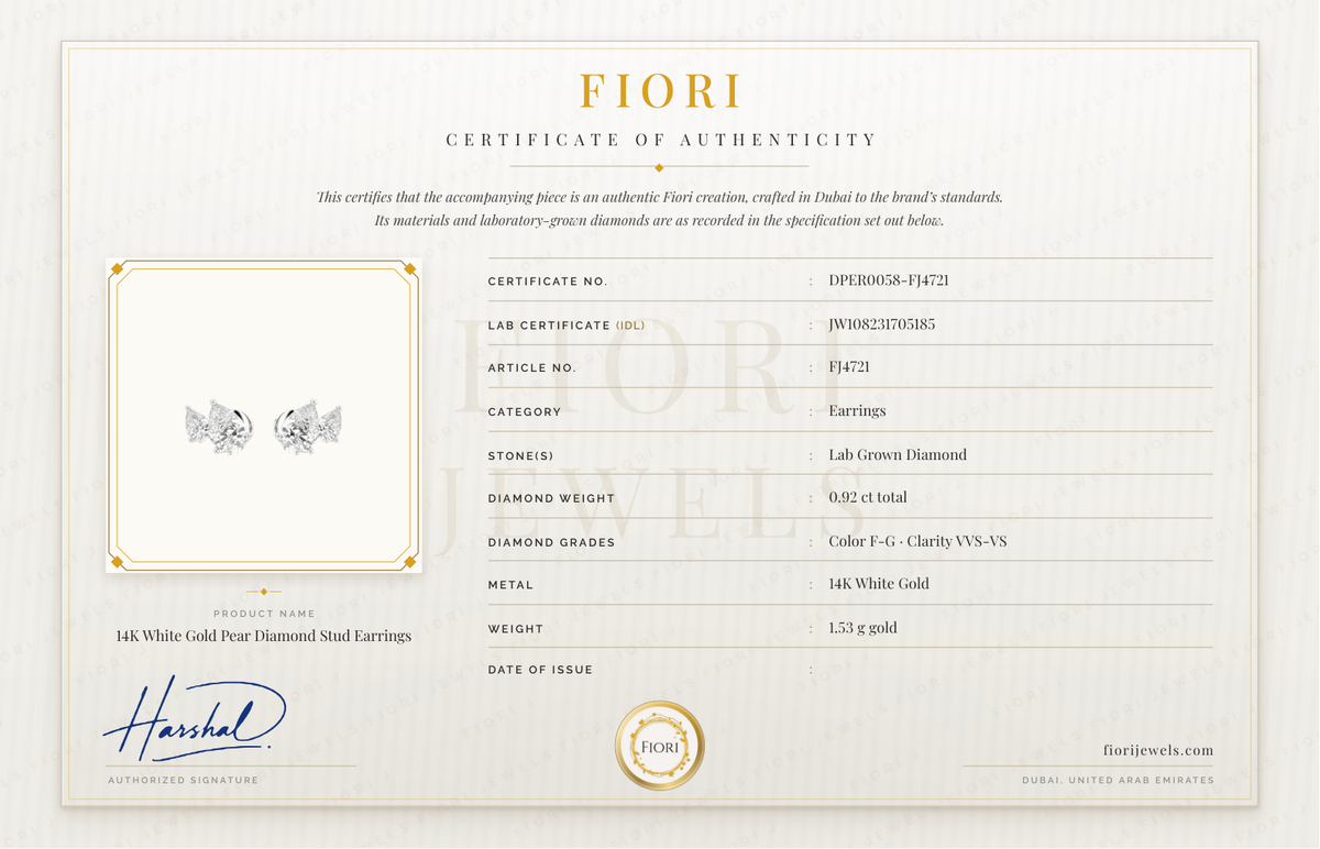 Fiori Certificate of Authenticity