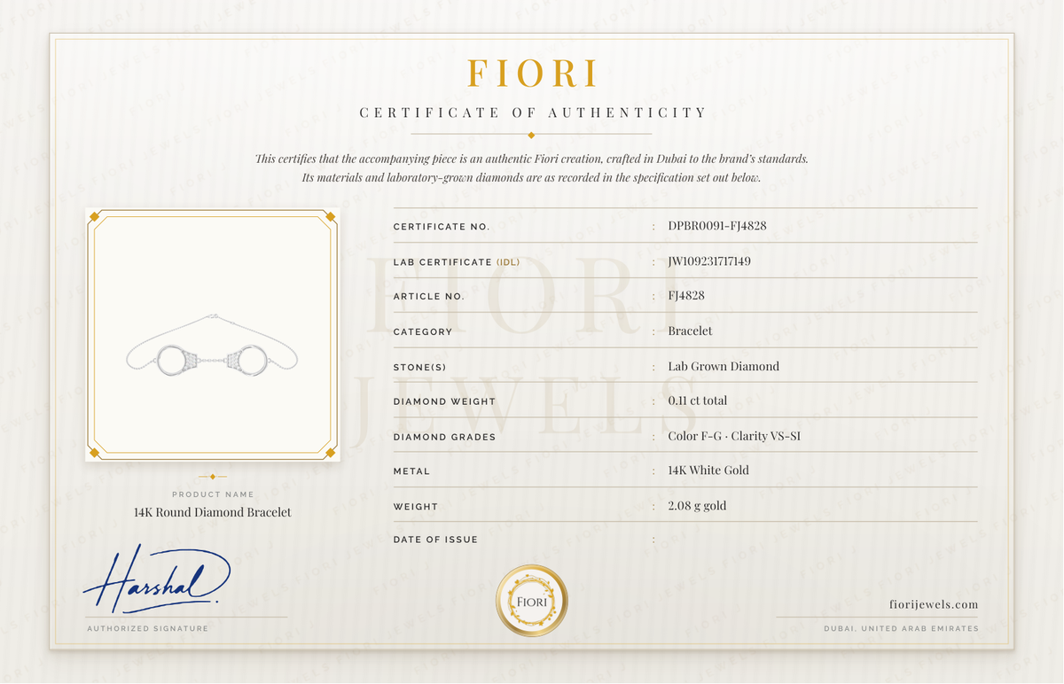 Fiori Certificate of Authenticity