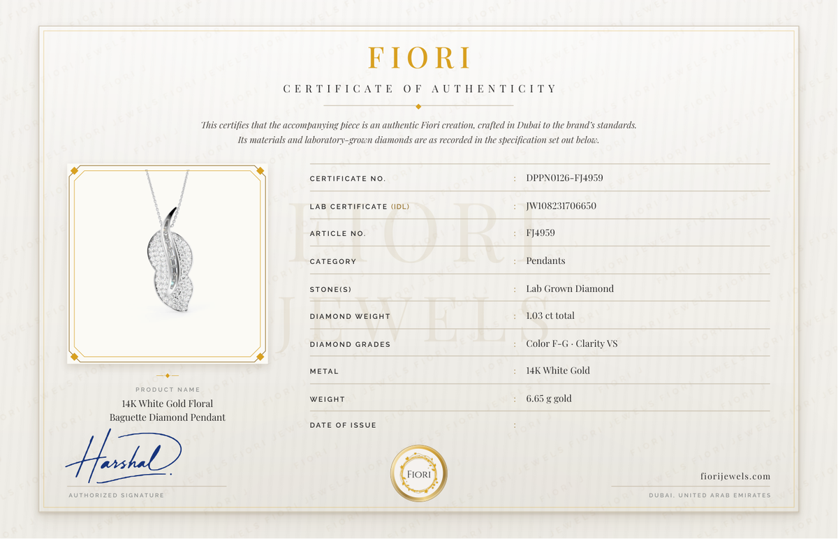 Fiori اصلیت کا سرٹیفکیٹ