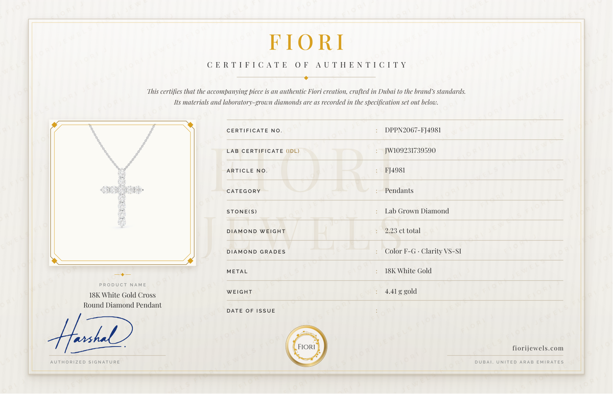 Certificado de autenticidade Fiori