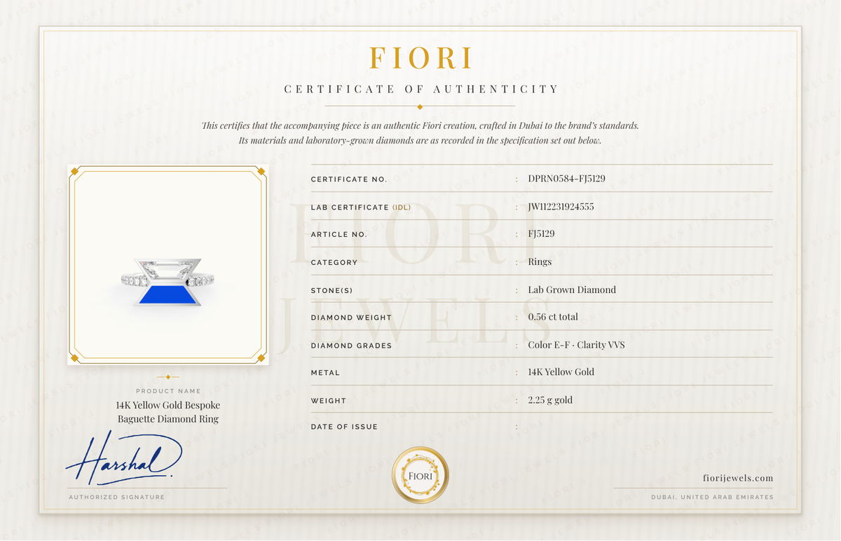 Certificat d'authenticité Fiori