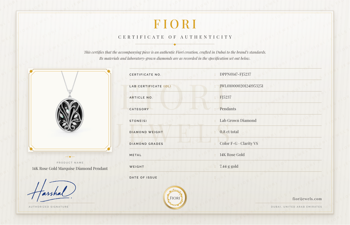 Certificat d'authenticité Fiori