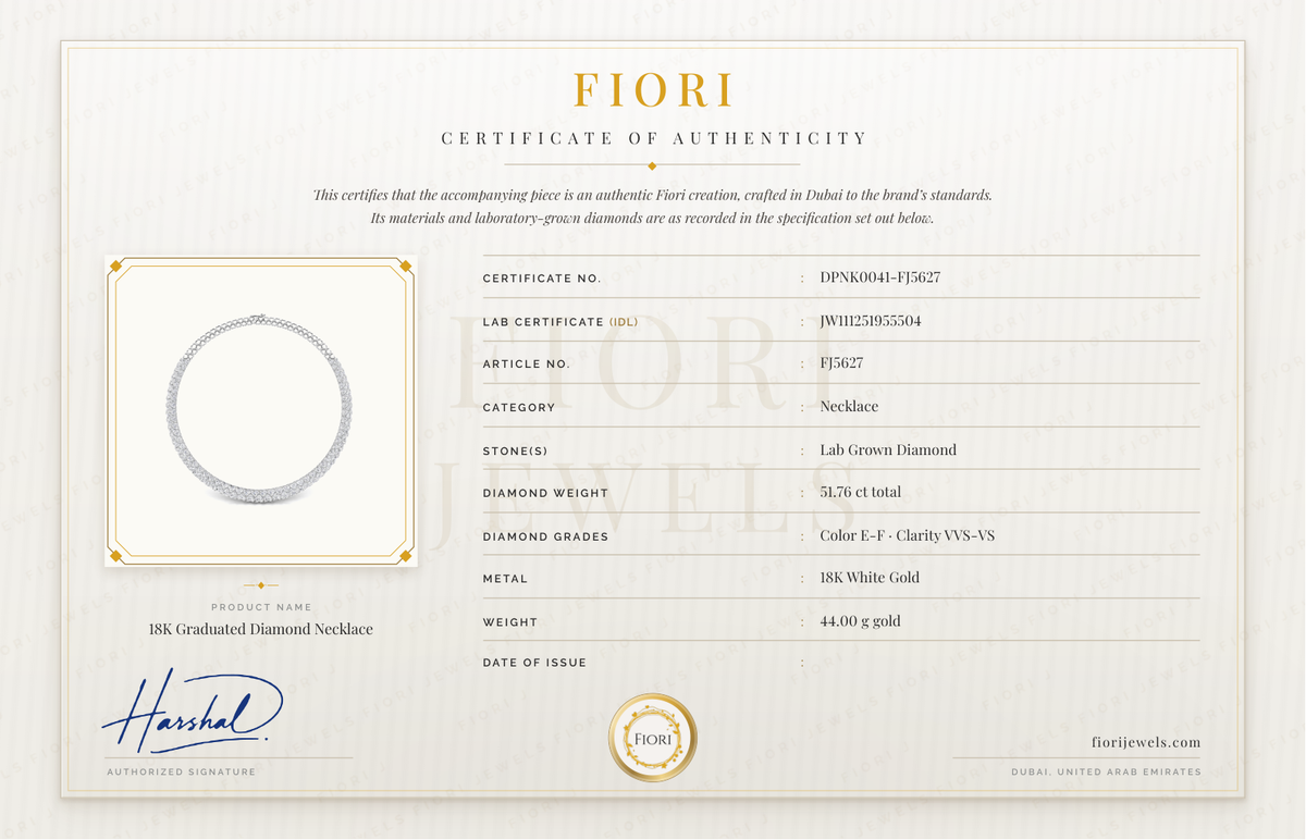 Certificat d'authenticité Fiori