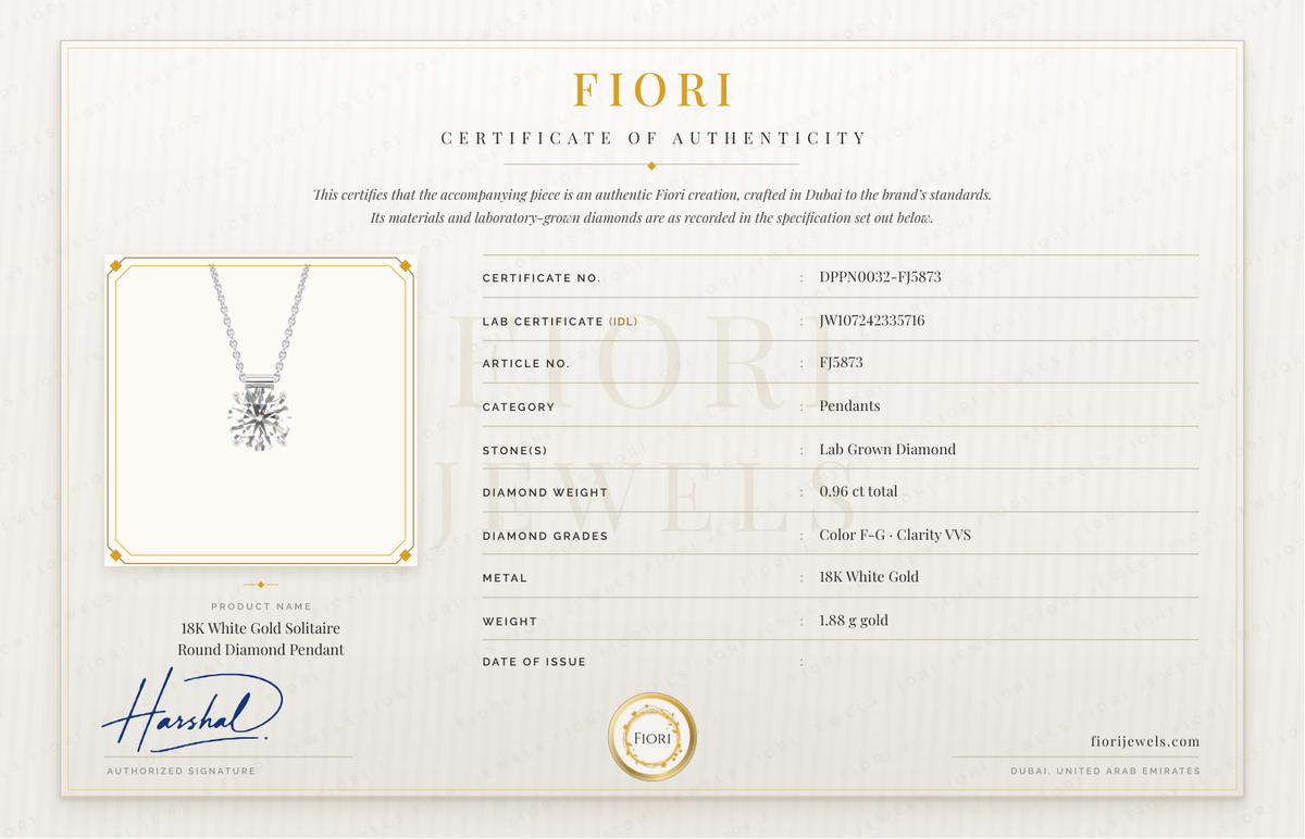 Certificado de autenticidad Fiori