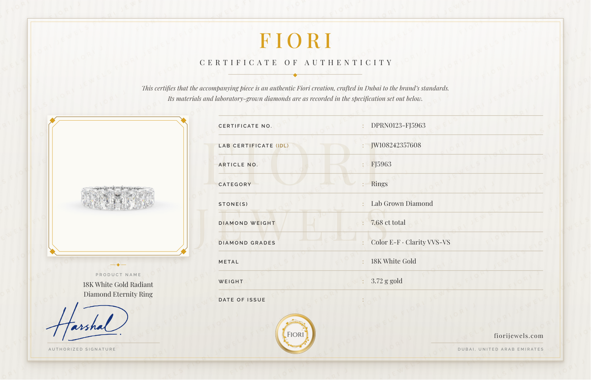 Fiori Certificate of Authenticity
