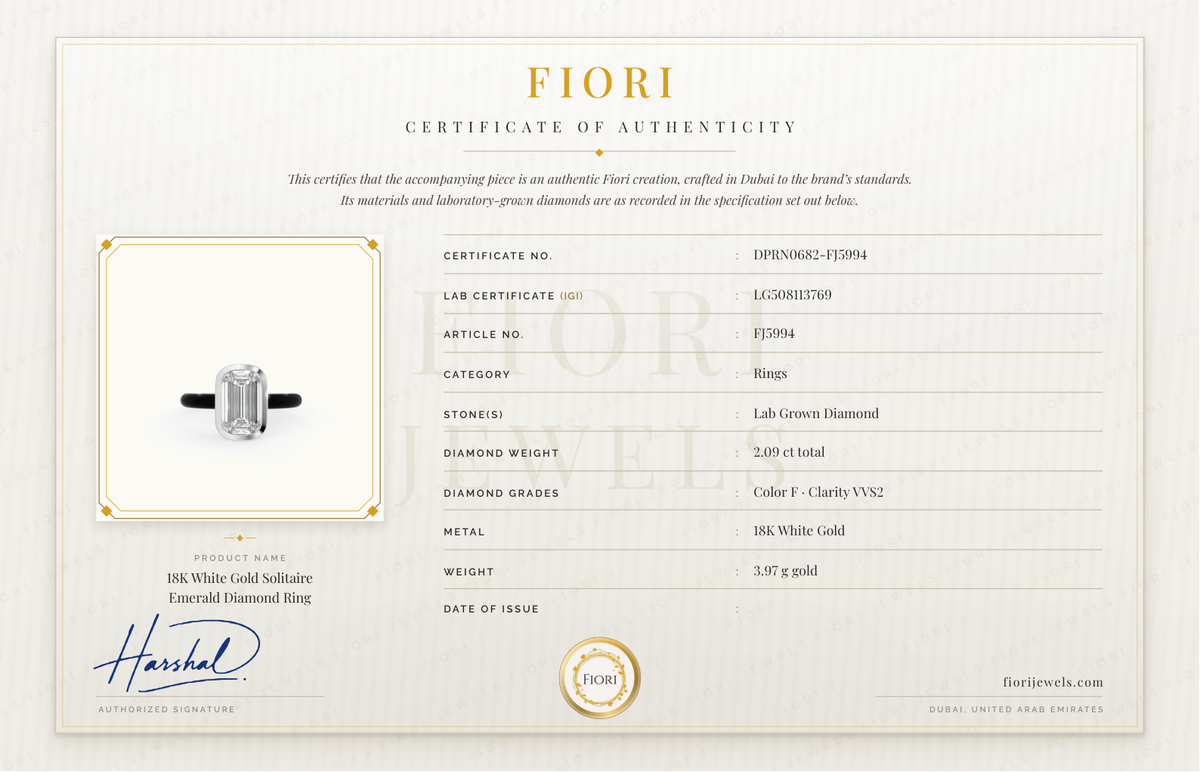 Fiori Certificate of Authenticity