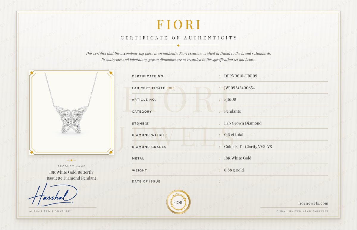 Certificat d'authenticité Fiori
