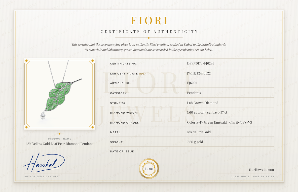 Fiori Certificate of Authenticity