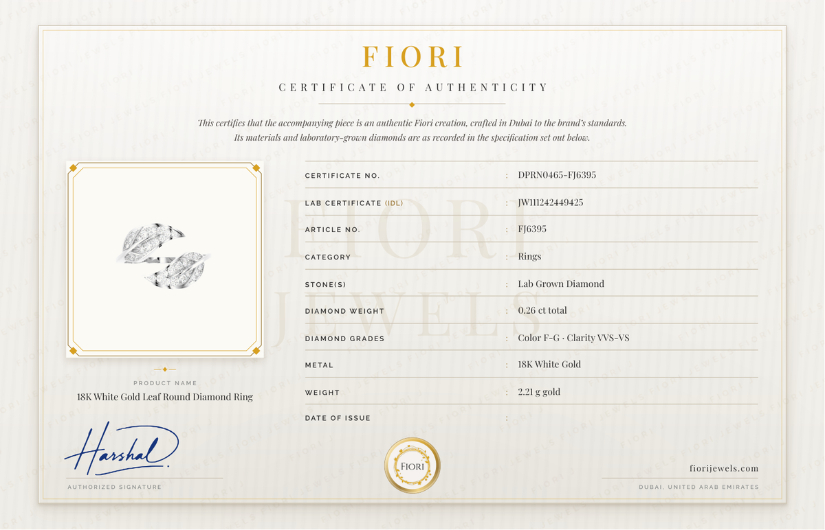 Сертификат подлинности Fiori
