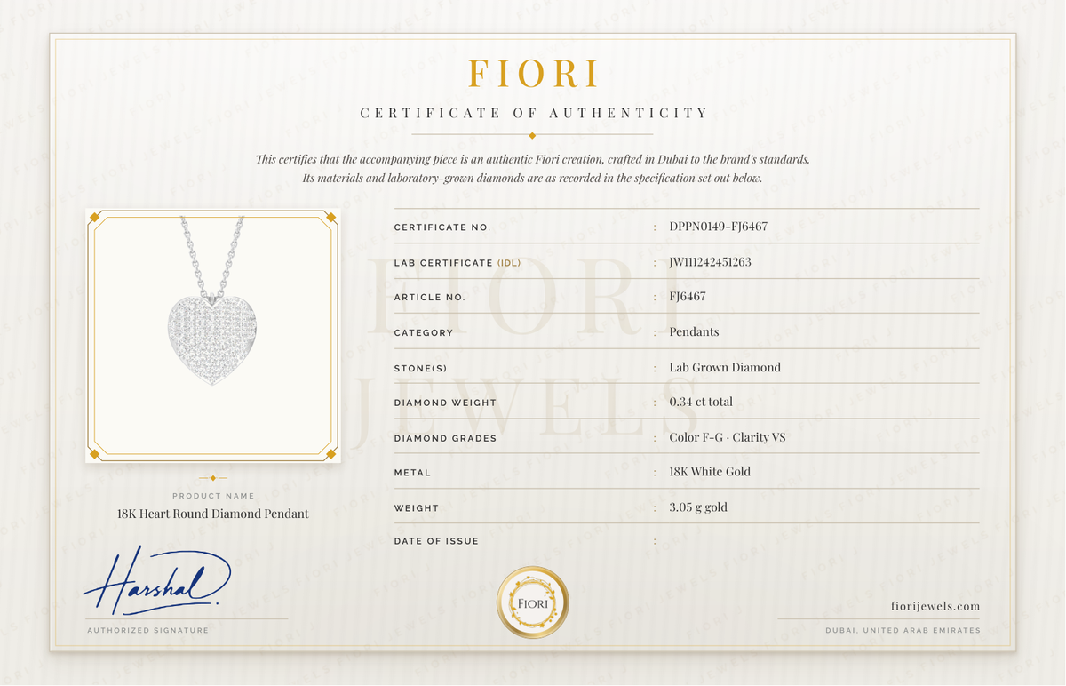 Сертификат подлинности Fiori