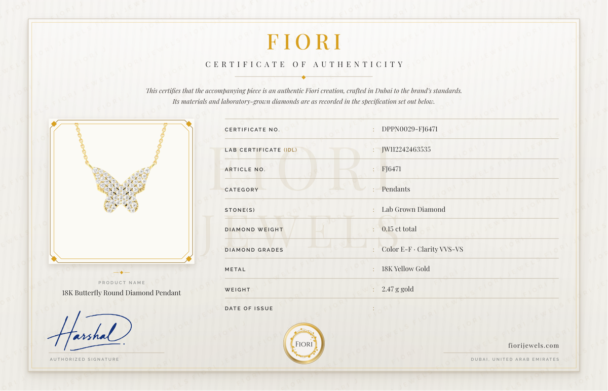 Сертификат подлинности Fiori