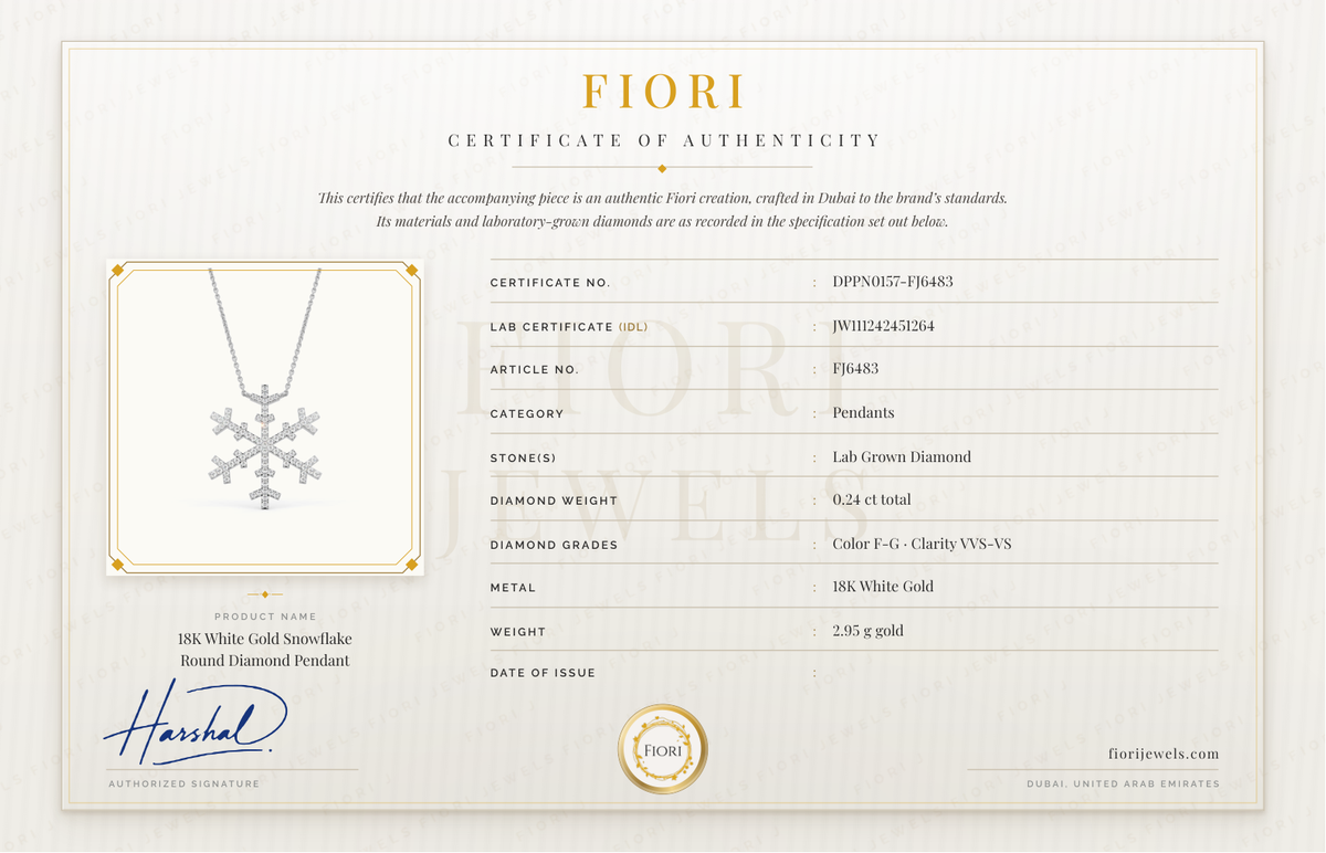 شهادة أصالة من Fiori