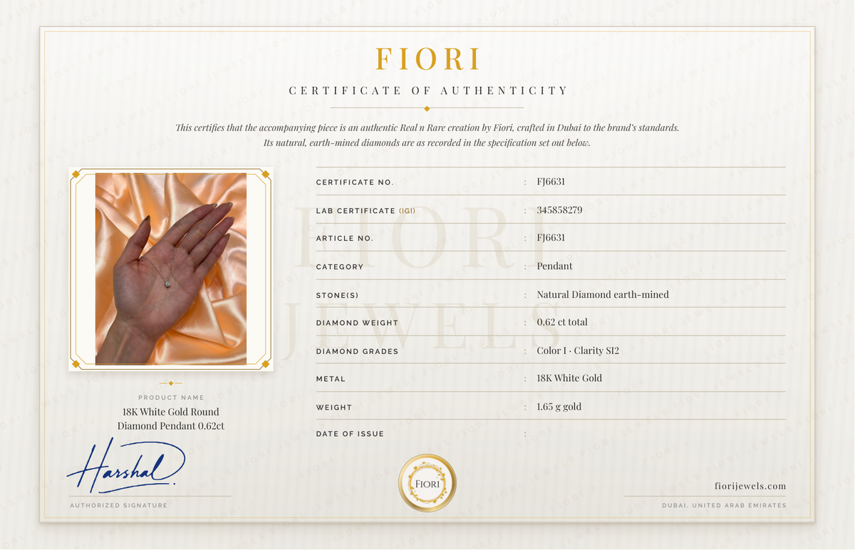 Fiori 真品证书