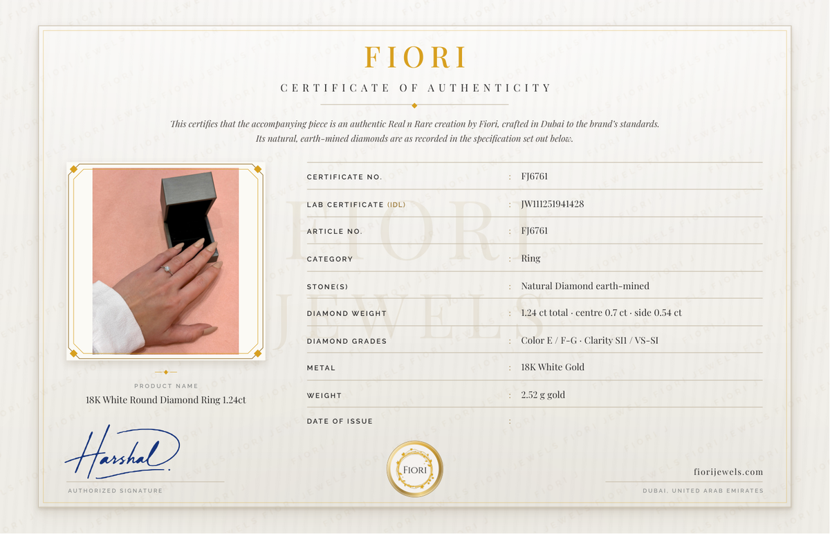 Certificado de autenticidade Fiori