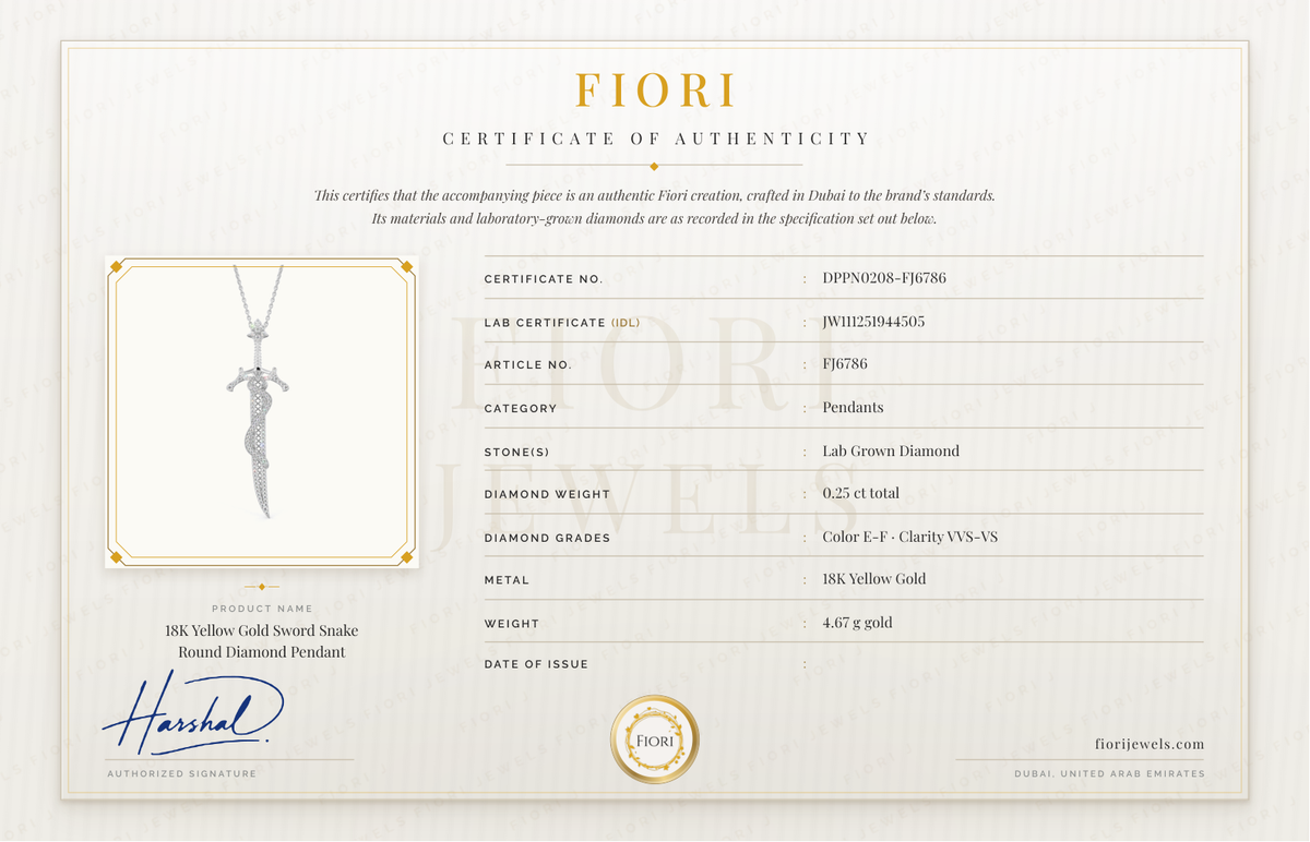 Certificat d'authenticité Fiori