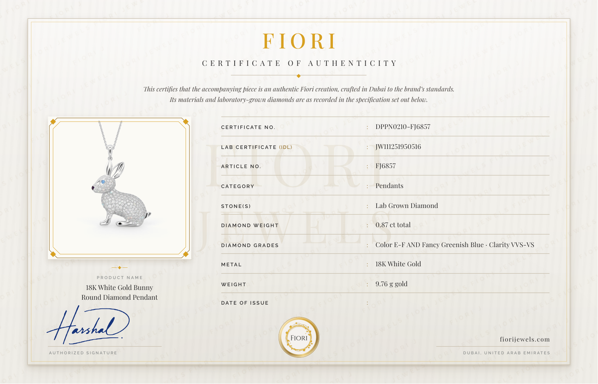 Fiori Certificate of Authenticity