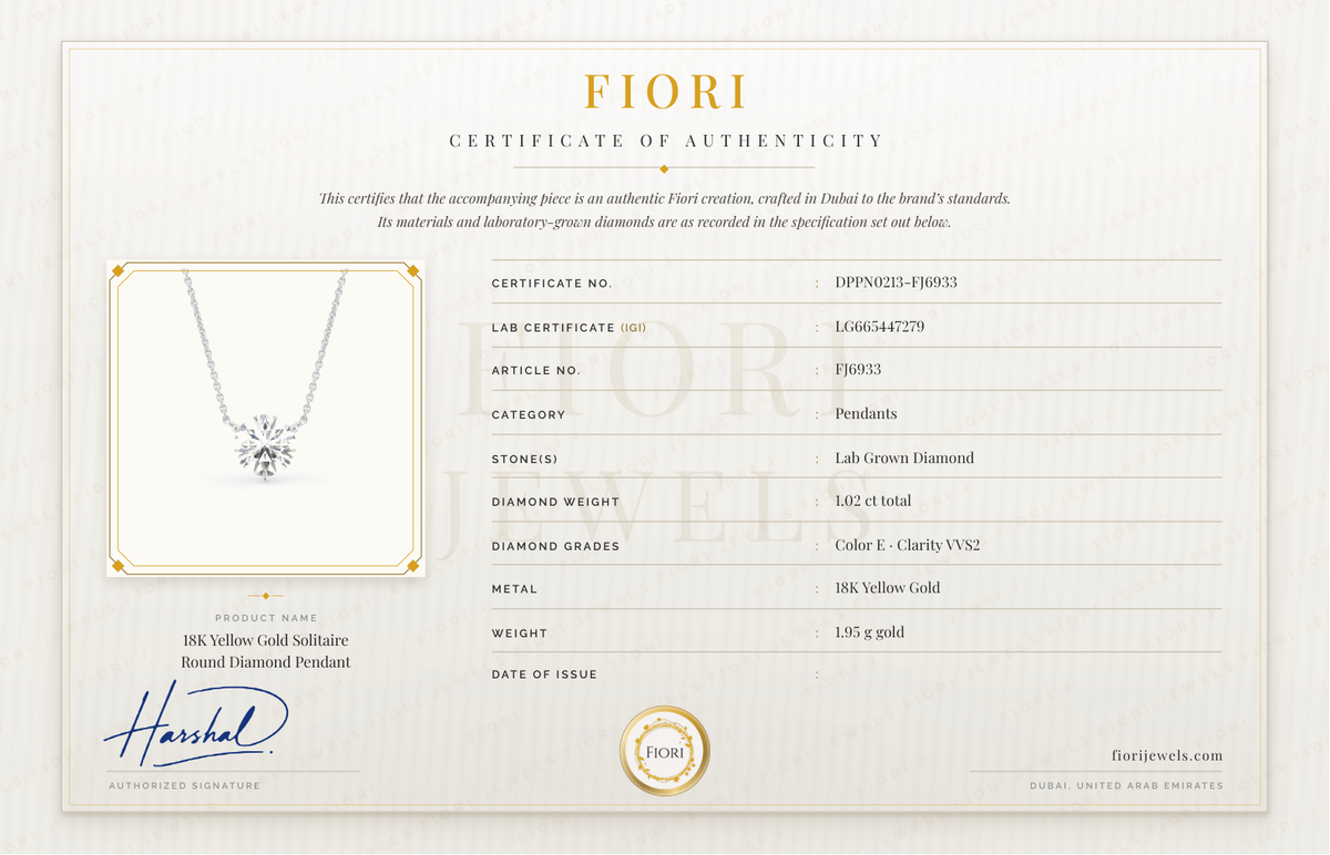 Certificado de autenticidad Fiori