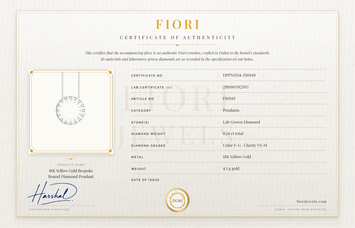 Сертификат подлинности Fiori