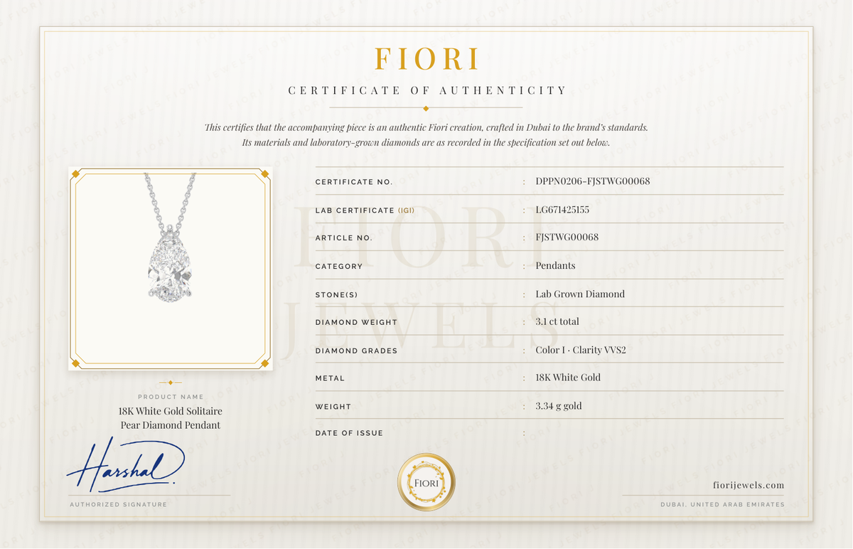 Certificado de autenticidad Fiori