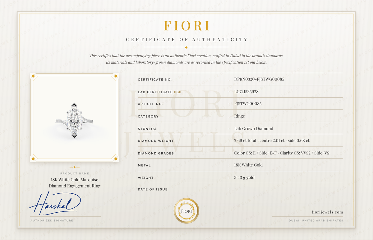 Certificado de autenticidad Fiori